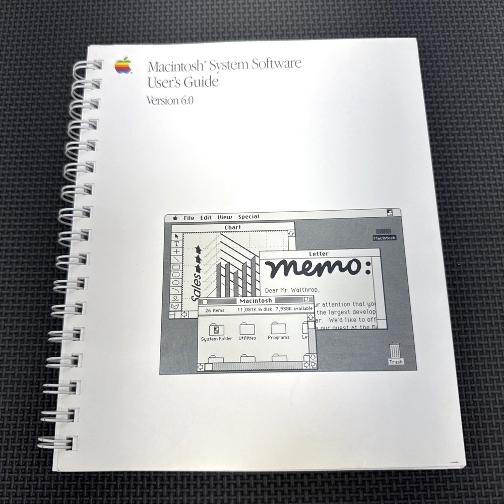 Vintage Apple Computers Manual Book - 1988 Macintosh System Software V 6.0 Guide