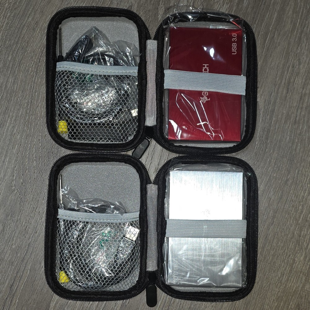 2x GOLDTECH USB 3.0 Desktop External HDD Red Black Silver Cases