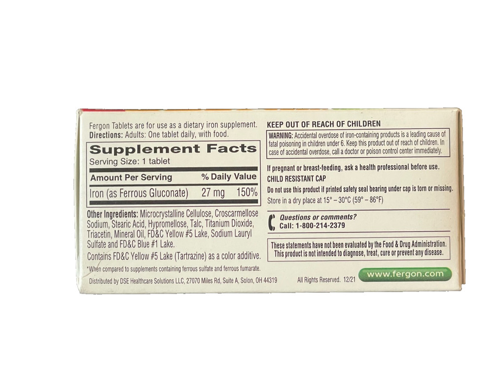 Fergon Iron Supplement Tablets 100 Tabs By Fergon