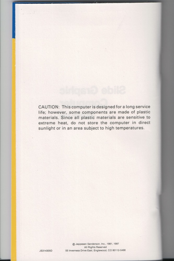 Boeing Jeppesen Slide Graphic Flight Computer JS514105