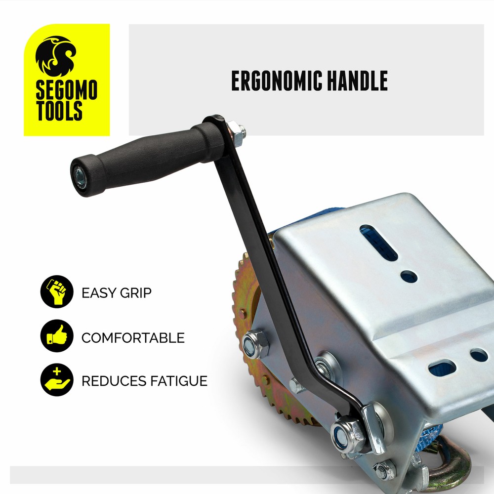 Segomo Tools Heavy Duty 2500 Pound Manual Strap Hand Winch - HW2500