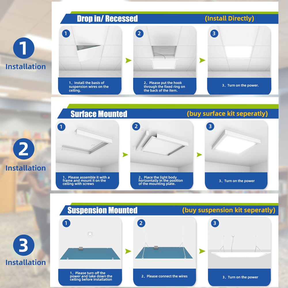 8 Pack 2x2 LED Panel Troffer Lights 5000K White Dimmable Drop Ceiling Light