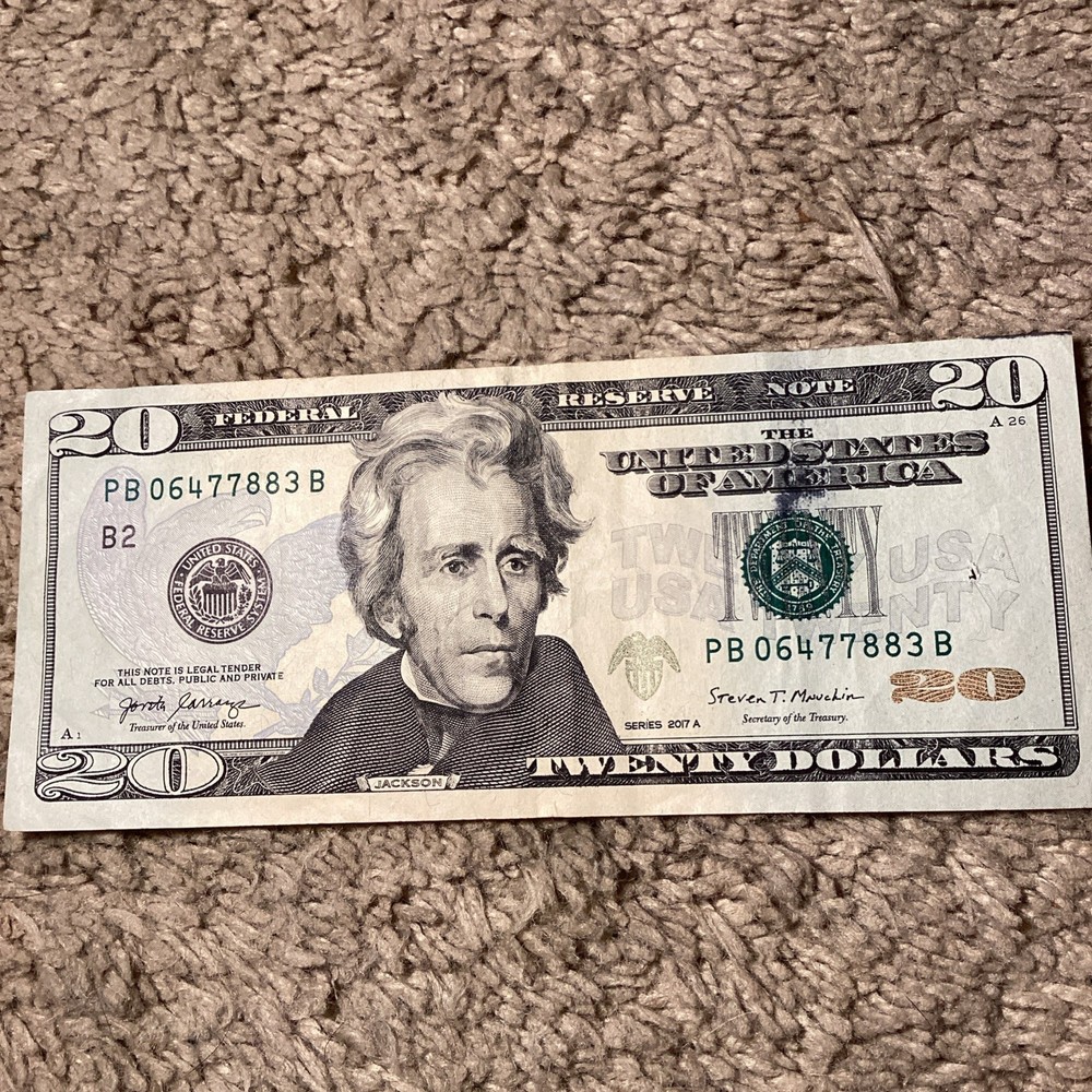 20 Dollar Bill Error, 20$ Ink Error 2017 PB06477883