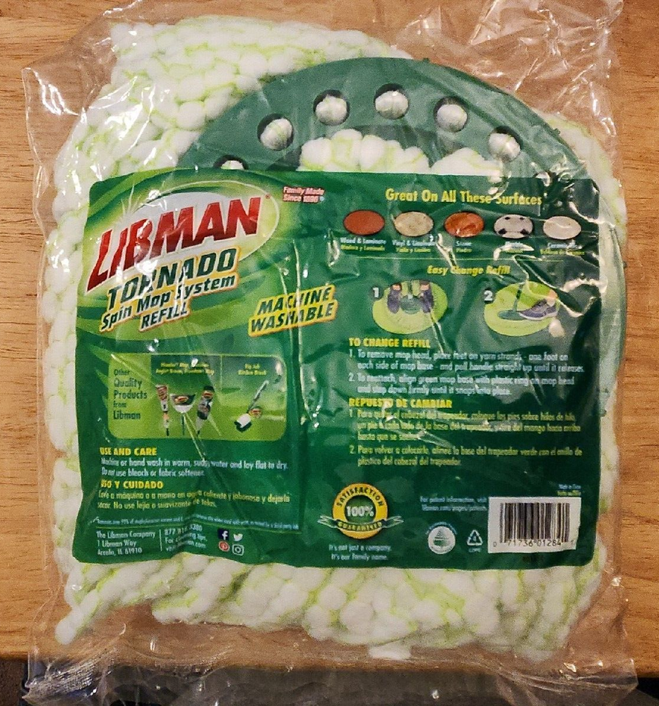 Libman Tornado Spin Microfiber Mop Refill 4 packs (Y)