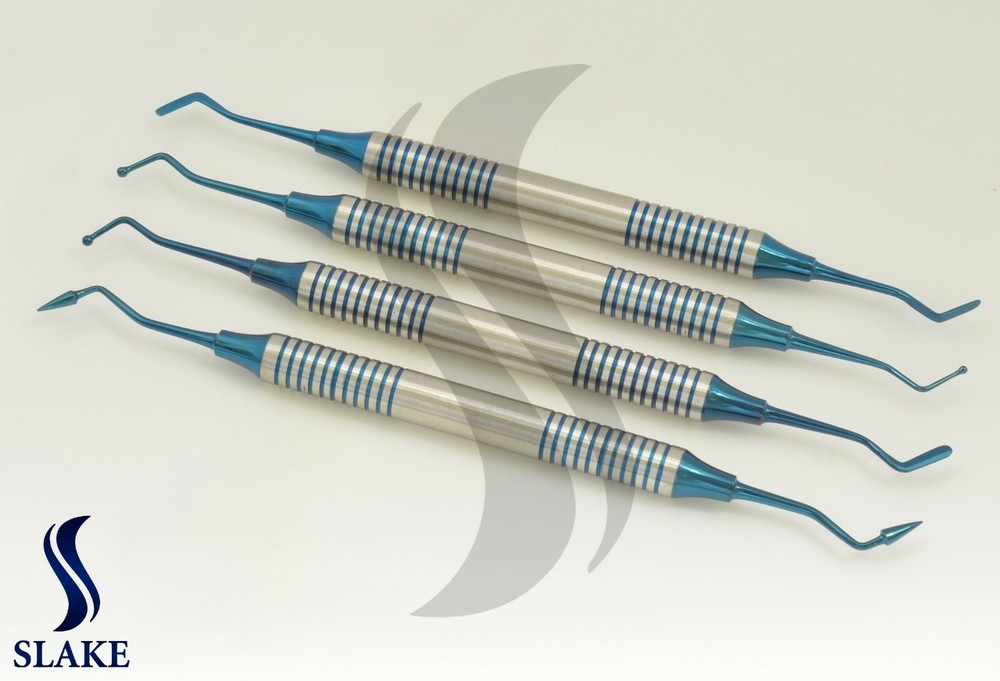 Dental Blue Titanium Coated Restorative Composite Filling Instruments Set