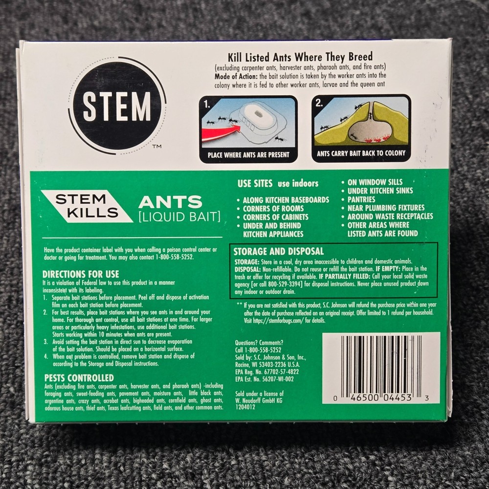 STEM Liquid Ant Bait Indoor Use 4 Pack Spill Proof Bait Kills Ants Fast