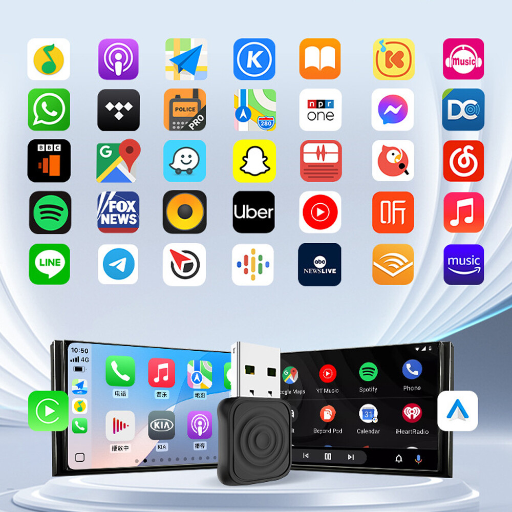 5.0 Mini Wireless CarPlay & Android Auto Adapter 5.8GHz Plug & Play