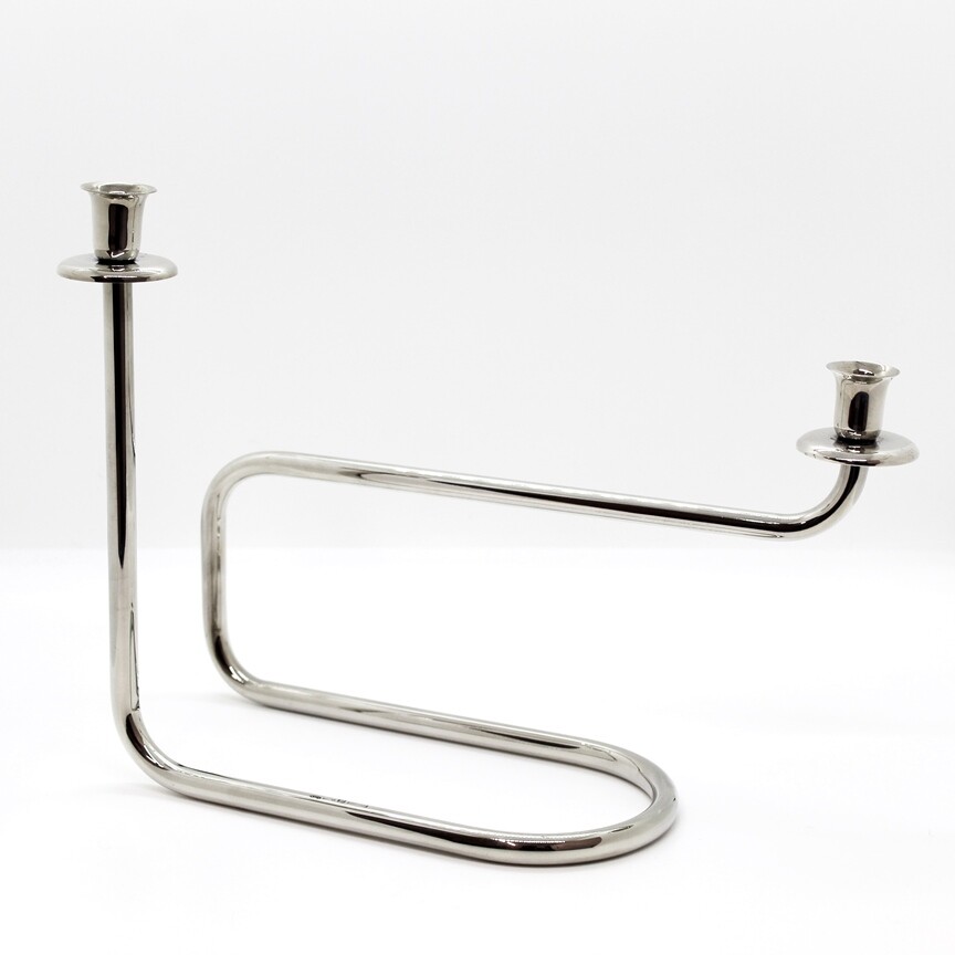 Candle Holder Two Flames In Silver Cesa