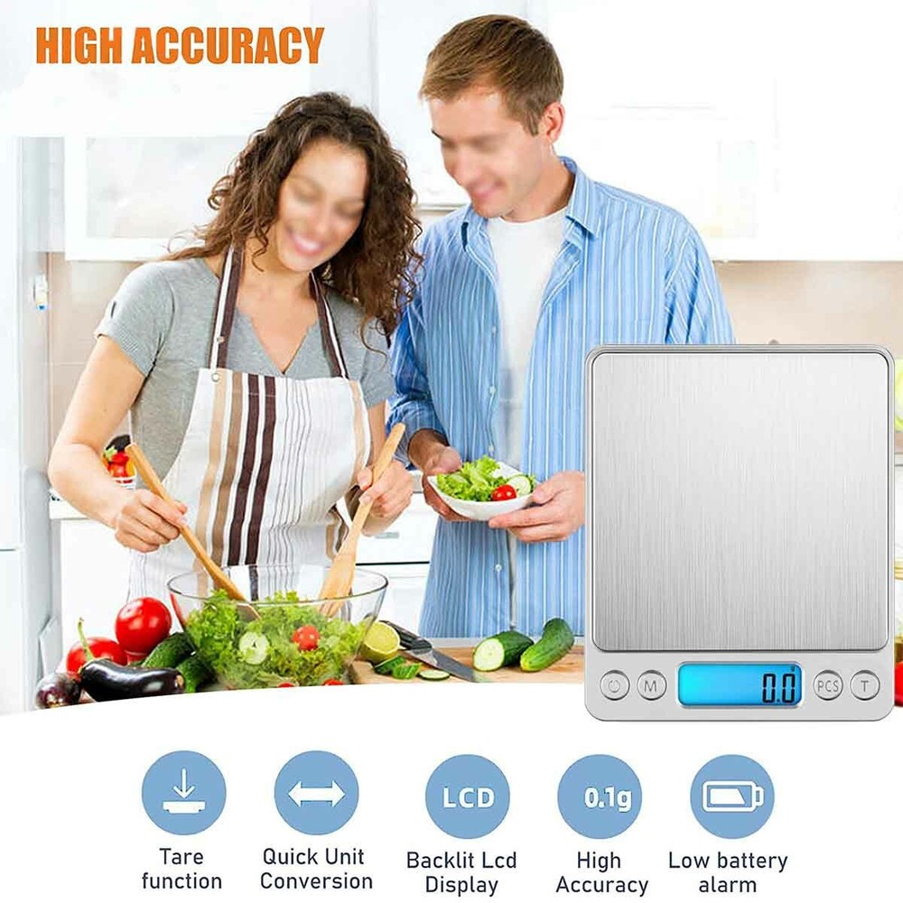 0.1g Accurate Digital Kitchen Scale Food Scale Gram Electronic Scale