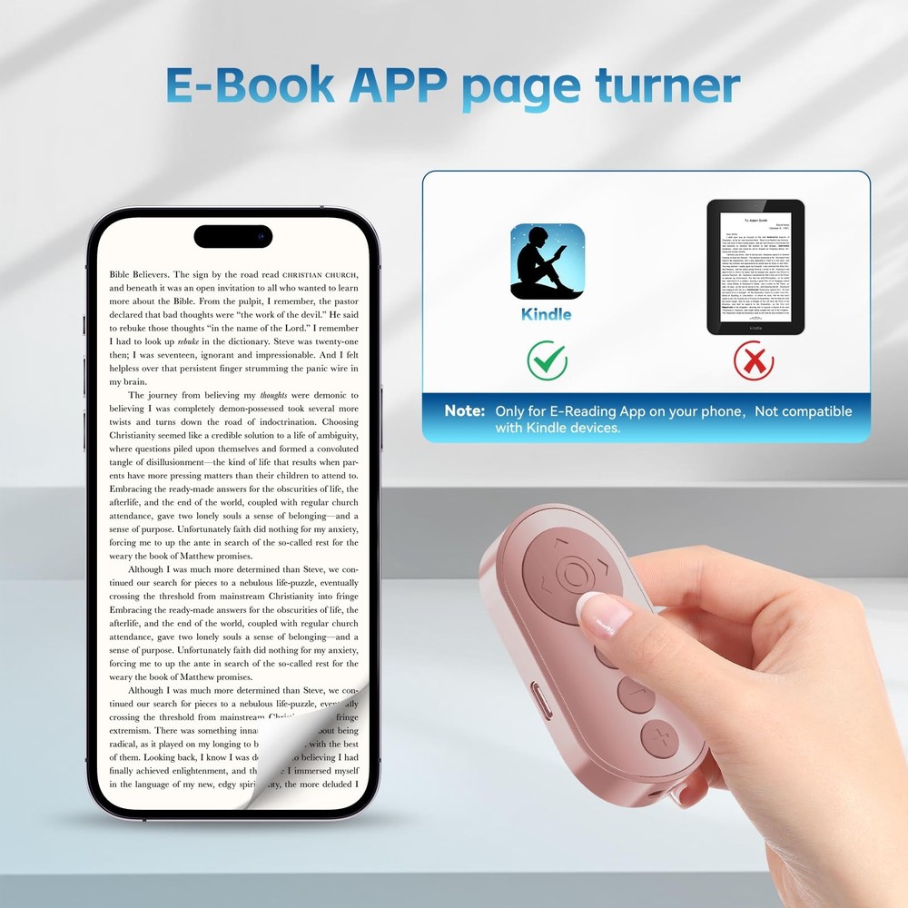 Bluetooth Camera Remote Shutter with Zoom and Front/Rear Switch Pink