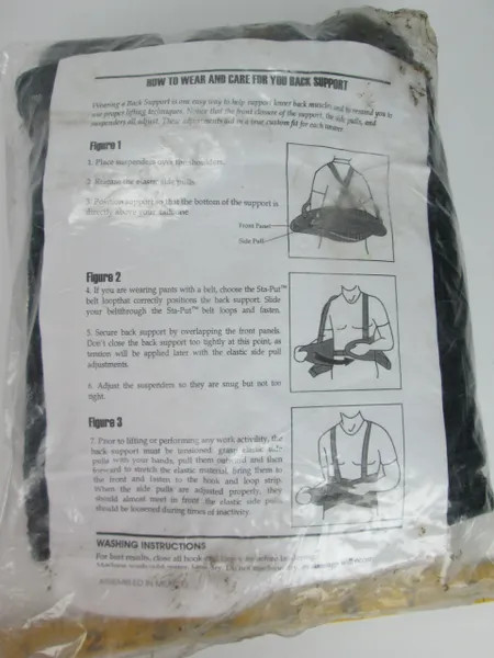 Lifting Back Support Belt Adjustable Model 850B Large Black Lumbar