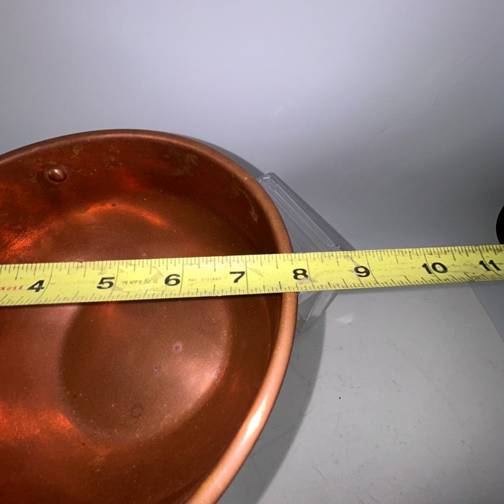 8" Copper Craft Guild Mixing Bowl, Brass Ring 4" Deep Cottagecore Baking Flat