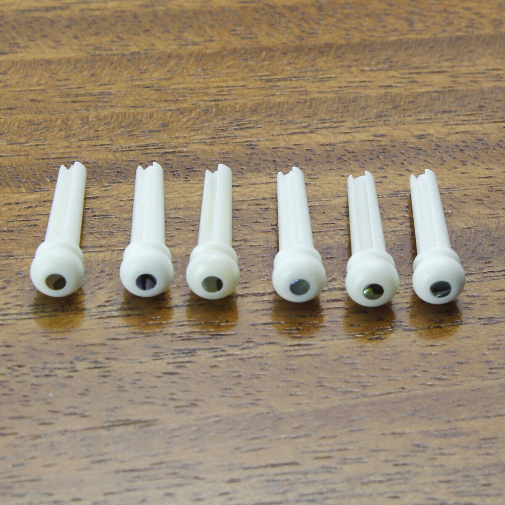 6PCS Cattle Bone Bridge String Pin Post with Abalone Dot for Acoustic Guitar