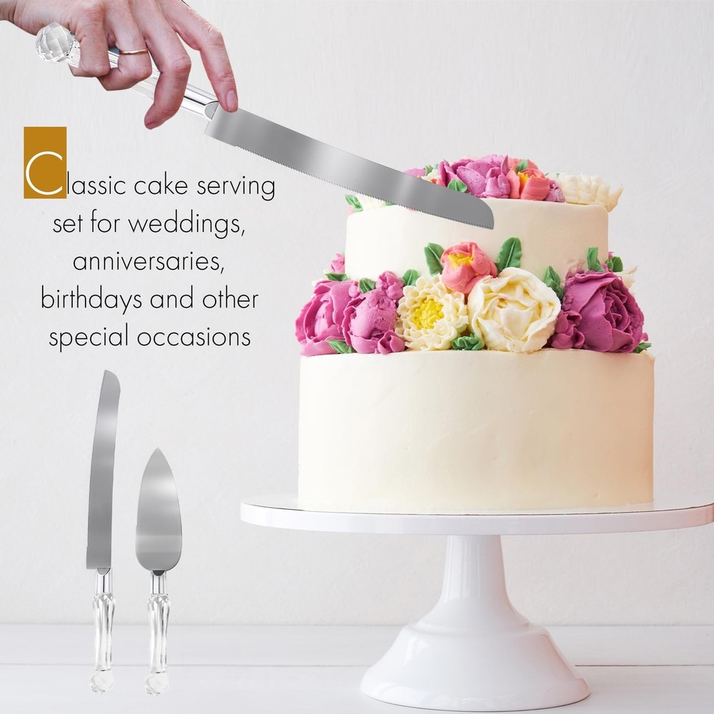 Wedding Cake Knife and Server Set, Cake Cutter and Pie Spatula, Cake Server a...