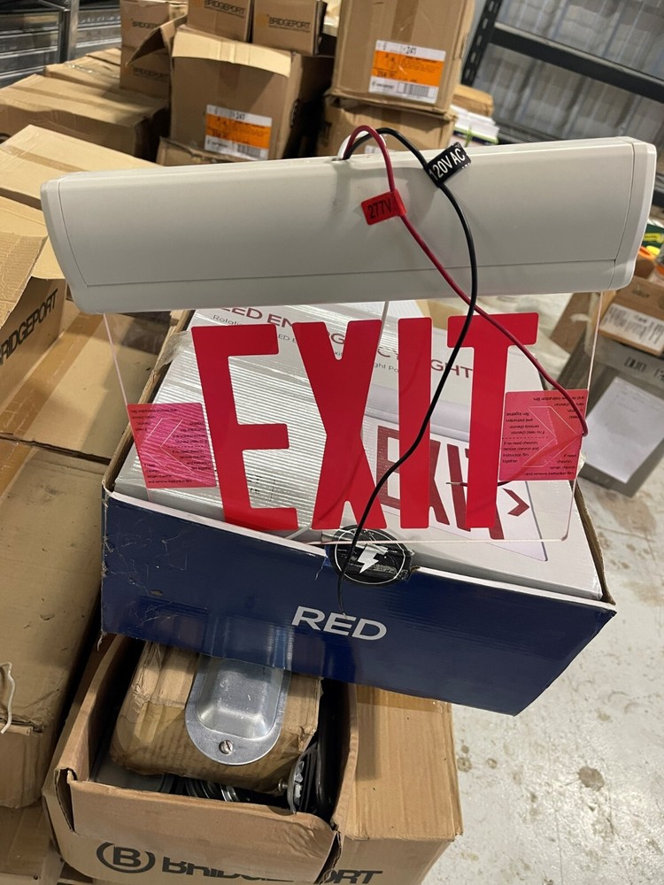LEONLITE Red LED Edge Lit Exit Signs UL 924, Emergency Exit Lights - 2 Pack