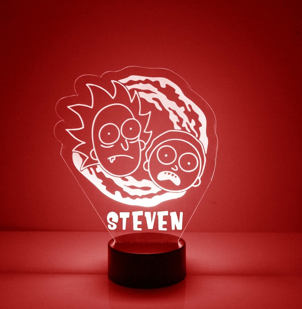 Rick & Morty Light Up, Personalized LED Night Light Lamp, w/ Remote Control