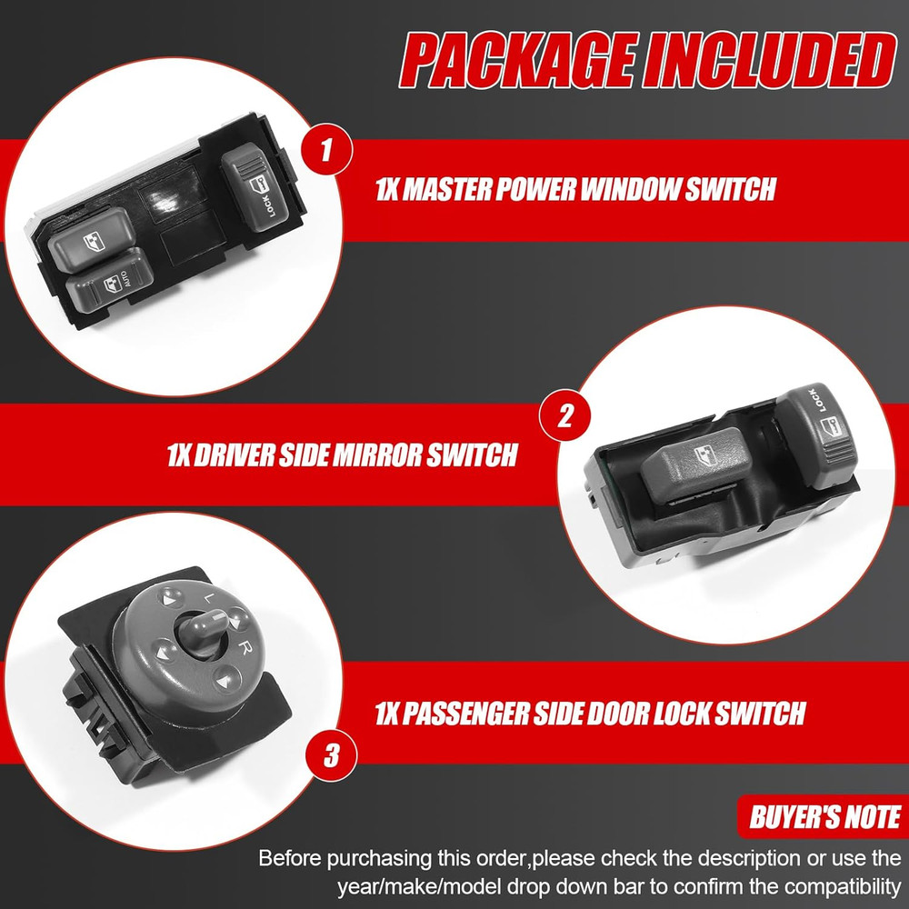 Power Window Control Switch Button&Passenger Side Door Lock Switch&Mirror Switch