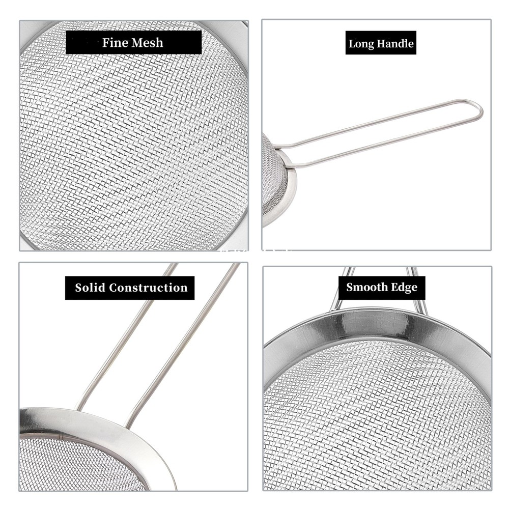 2 Pack Fine Mesh Strainers, Mini Stainless Steel Strainer with Small, Sliver