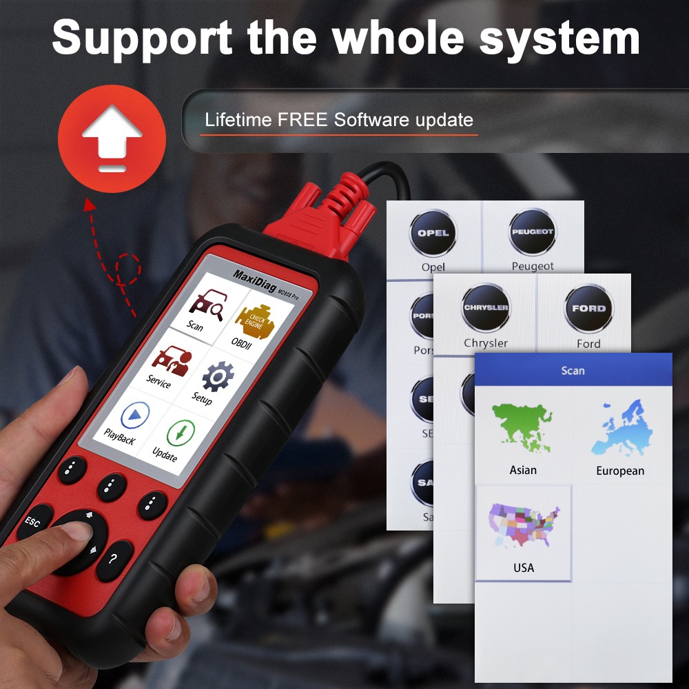 Autel MaxiDiag MD808 Pro All System Scanner OBD2 Code Reader EPB/SAS/BMS/DPF/SRS