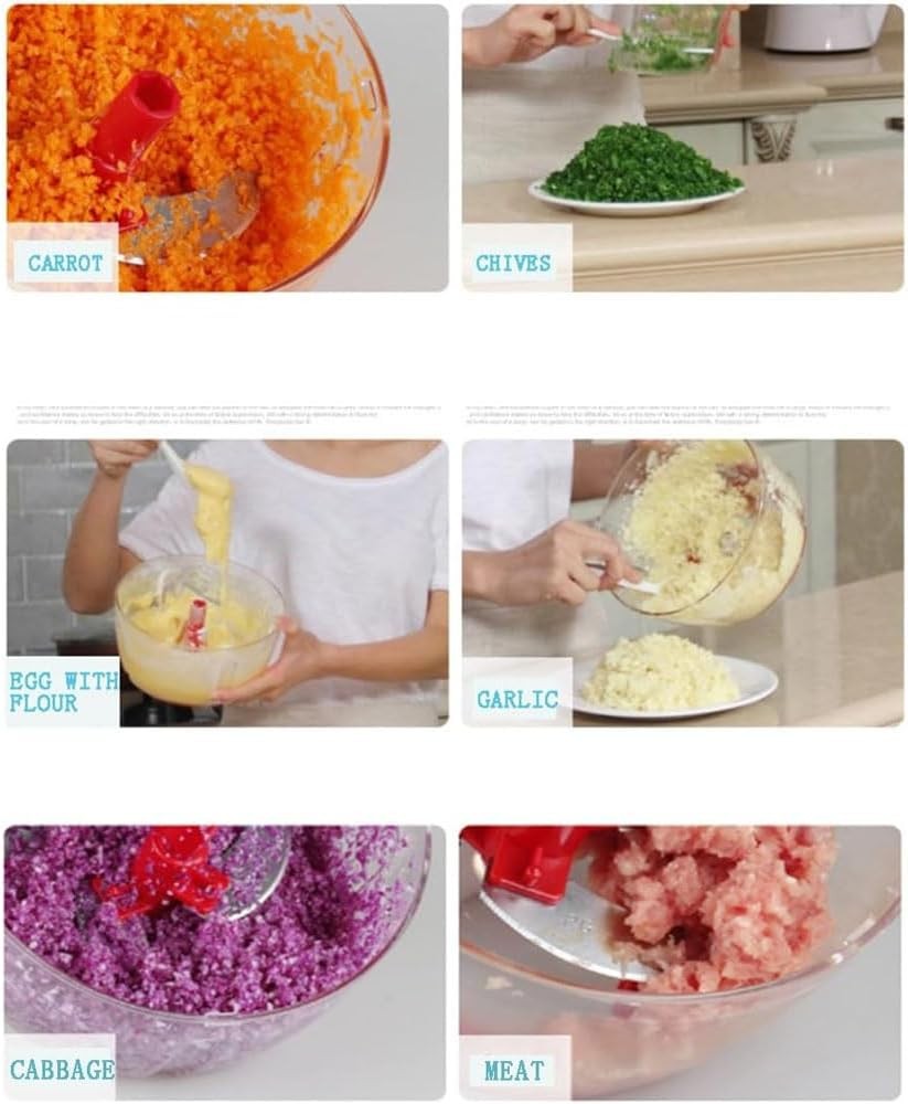 Multi-Functional Manual Food Processor,8 Cup Hand-powered Crank Chopper,Mincer B