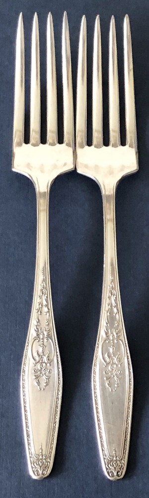 Antique National Silver Plate 20 TWENTY Pattern Silverplate Dinner Fork X2 Set/2