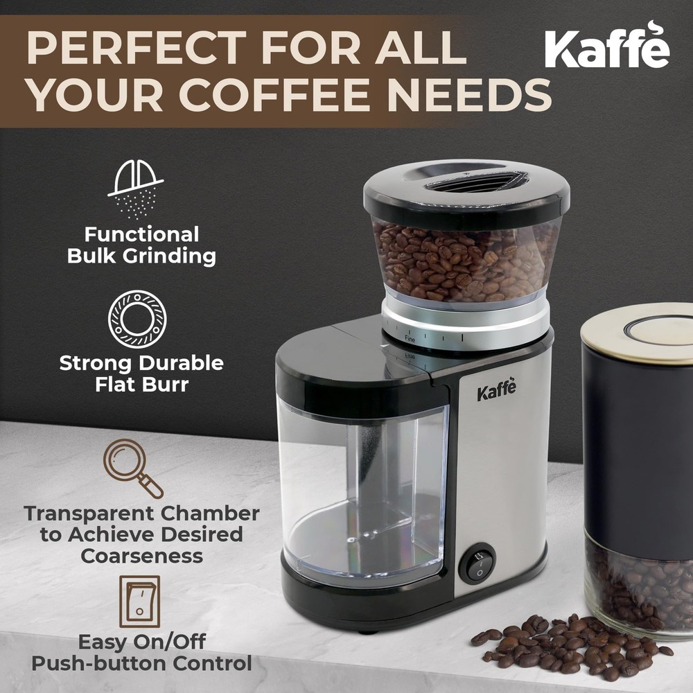 Kaffe Electric Burr Coffee Grinder (5.5oz) w/Adjustable Precise Coarseness Se...