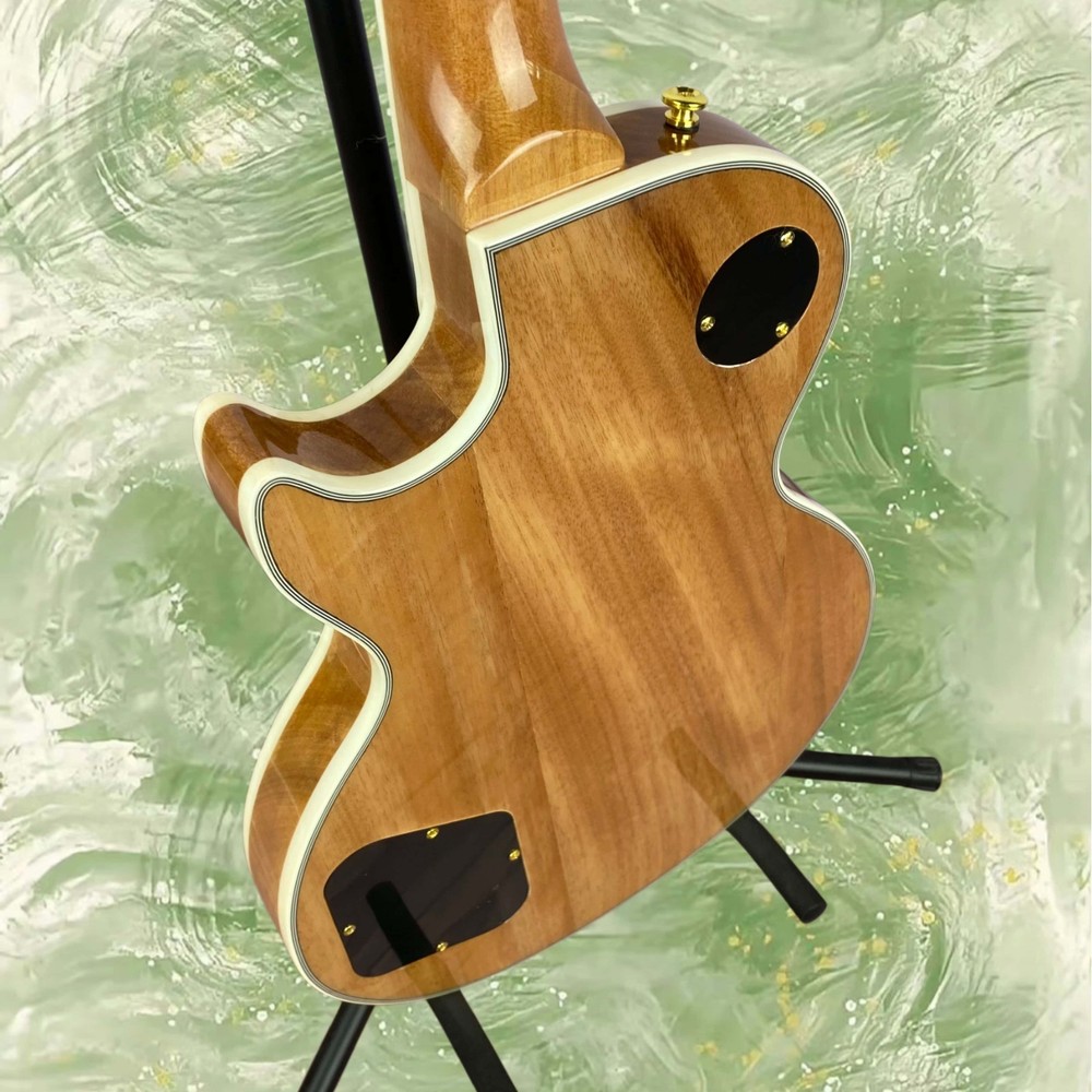 Electric Guitar Natural Wood Finish Rectangular Inlay Fixed Bridge 6-String