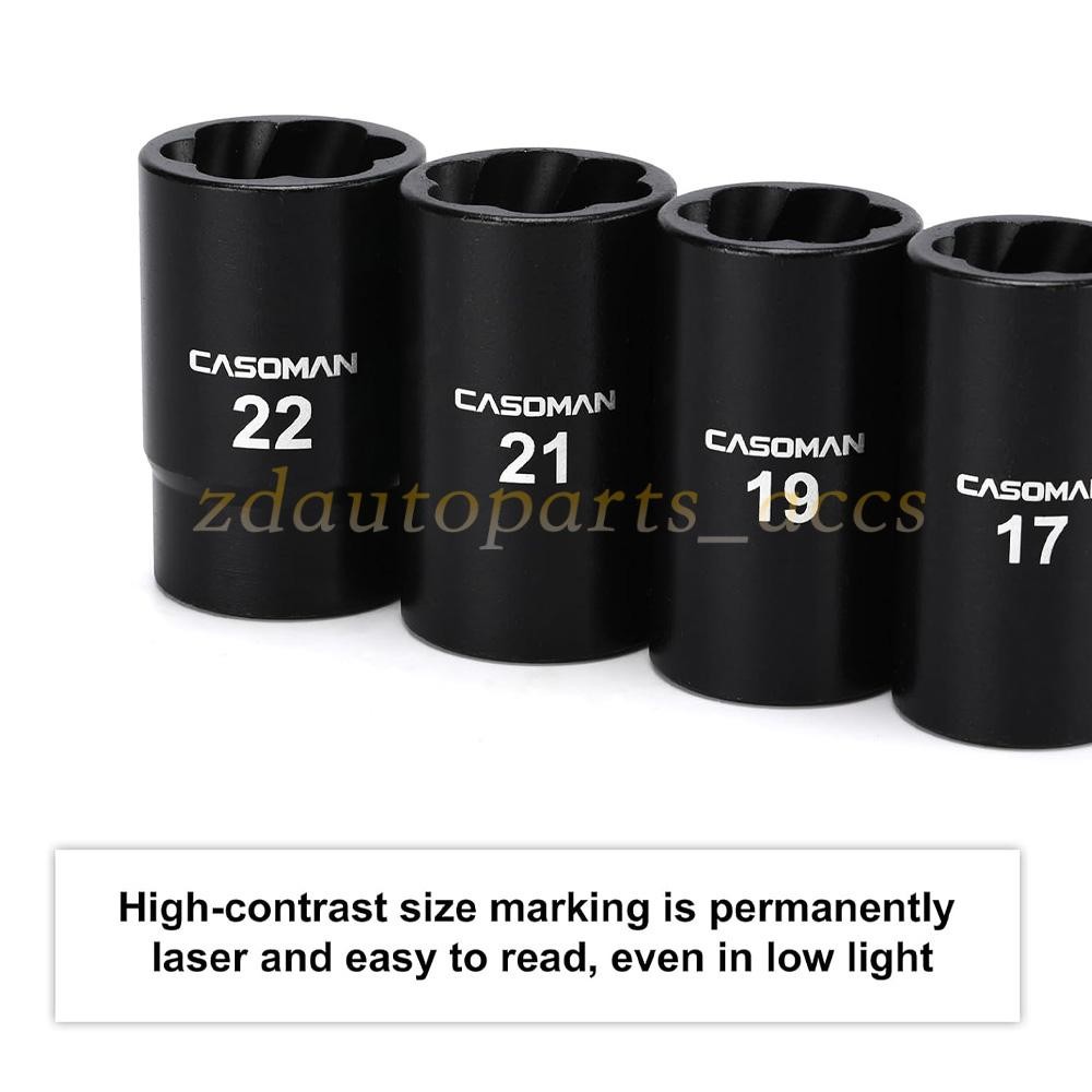 ABN Twist Socket Set Lug Nut Remover Extractor Tool- 5PC 1/2"Dr.Twist Socket Set