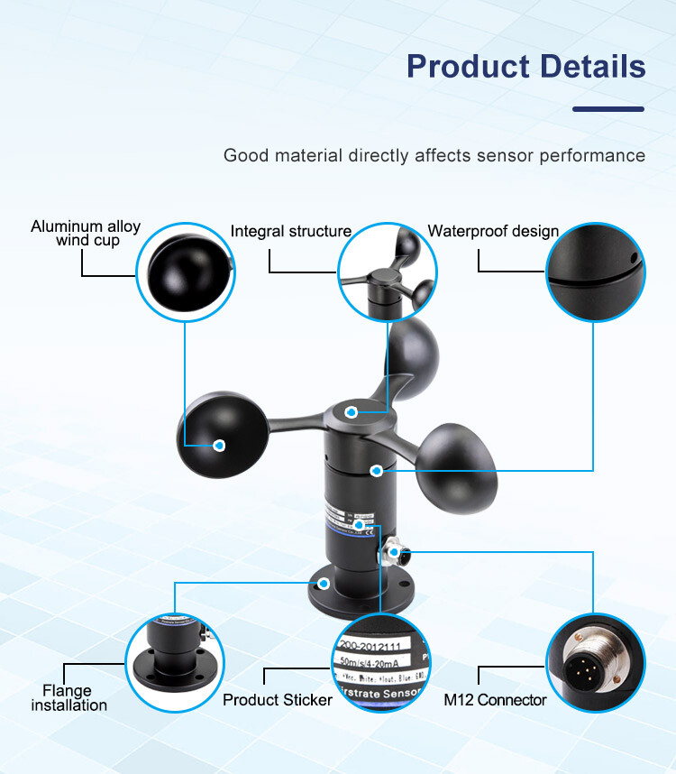 Digital Anemometer Sensor Flow Tester Meter for Meteorological Forecasts