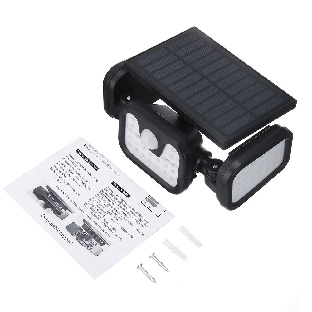 Solar Lamp Security Lights Motion Sensor 3 Head 6000LM Adjustable Flood Lights