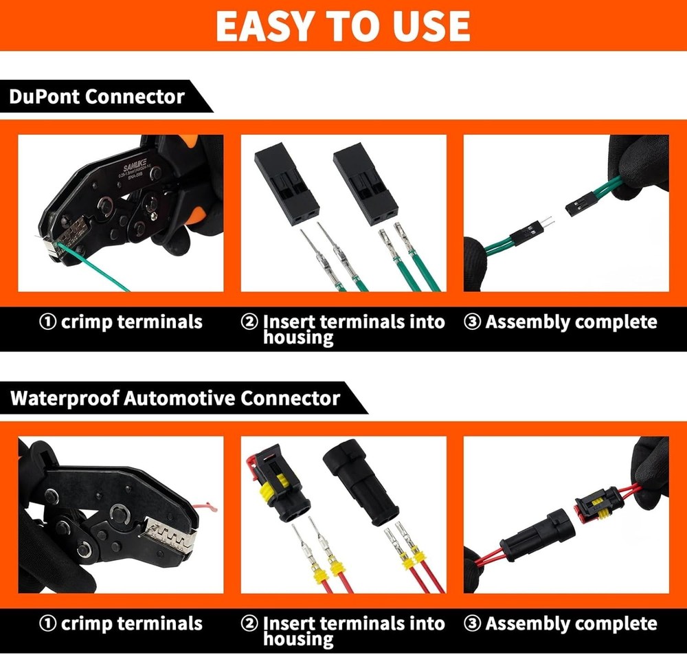 Wire Crimping Tool, Ratcheting Wire Crimper for Open Barrel Terminal Connecto...
