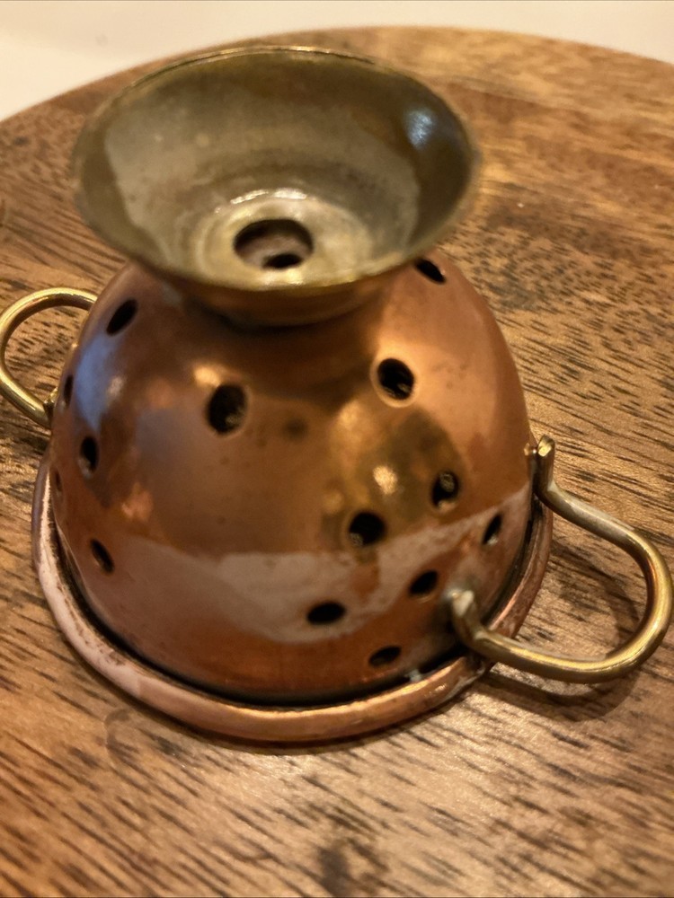 Vintage Miniature Hammered Copper Strainer Colander