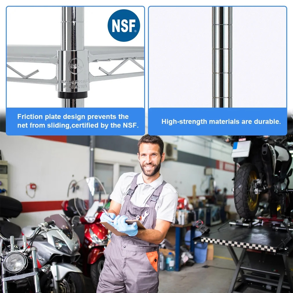 5 Tier Wire Shelving Unit 1250Lb Capacity Chrome