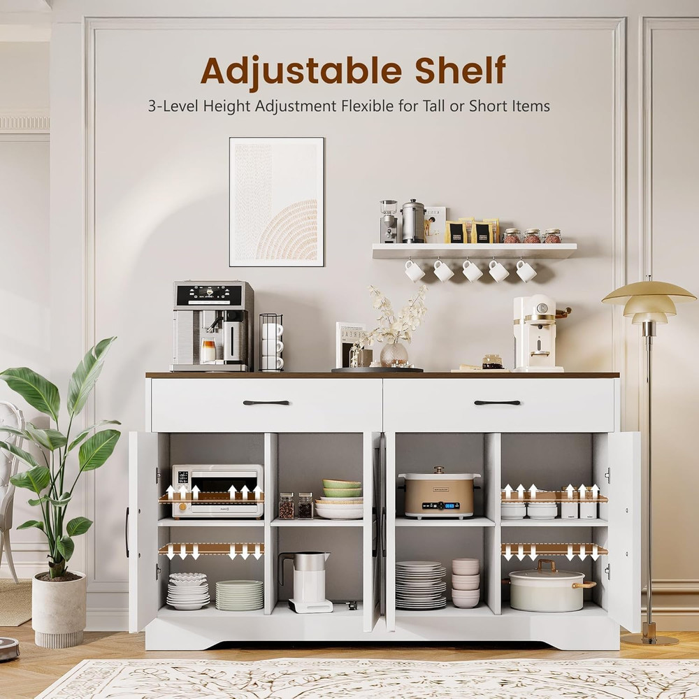 Sideboard Buffet Cabinet with Storage, 55.1" Large Kitchen Storage Sideboard wit