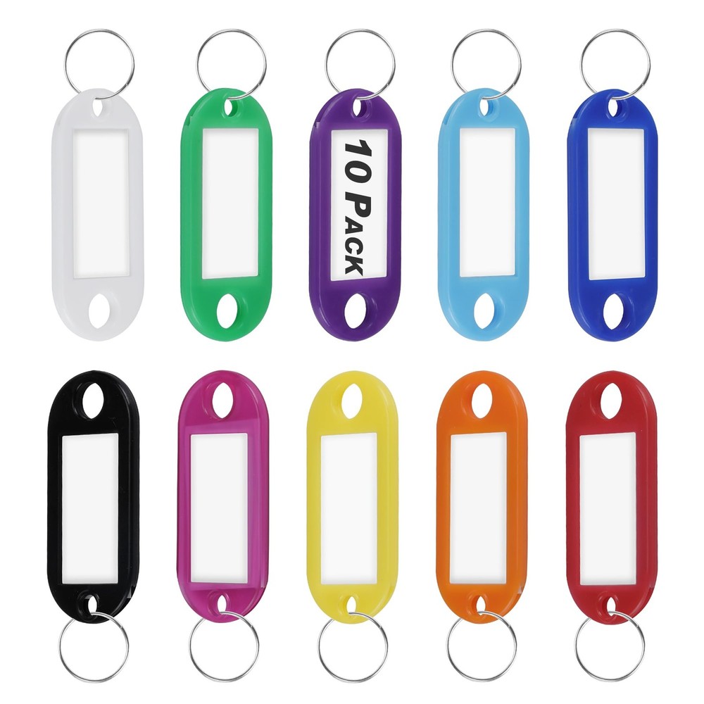 Key Tags, Key Labels, 10 Pack Plastic Key Tags with Ring and Label Window