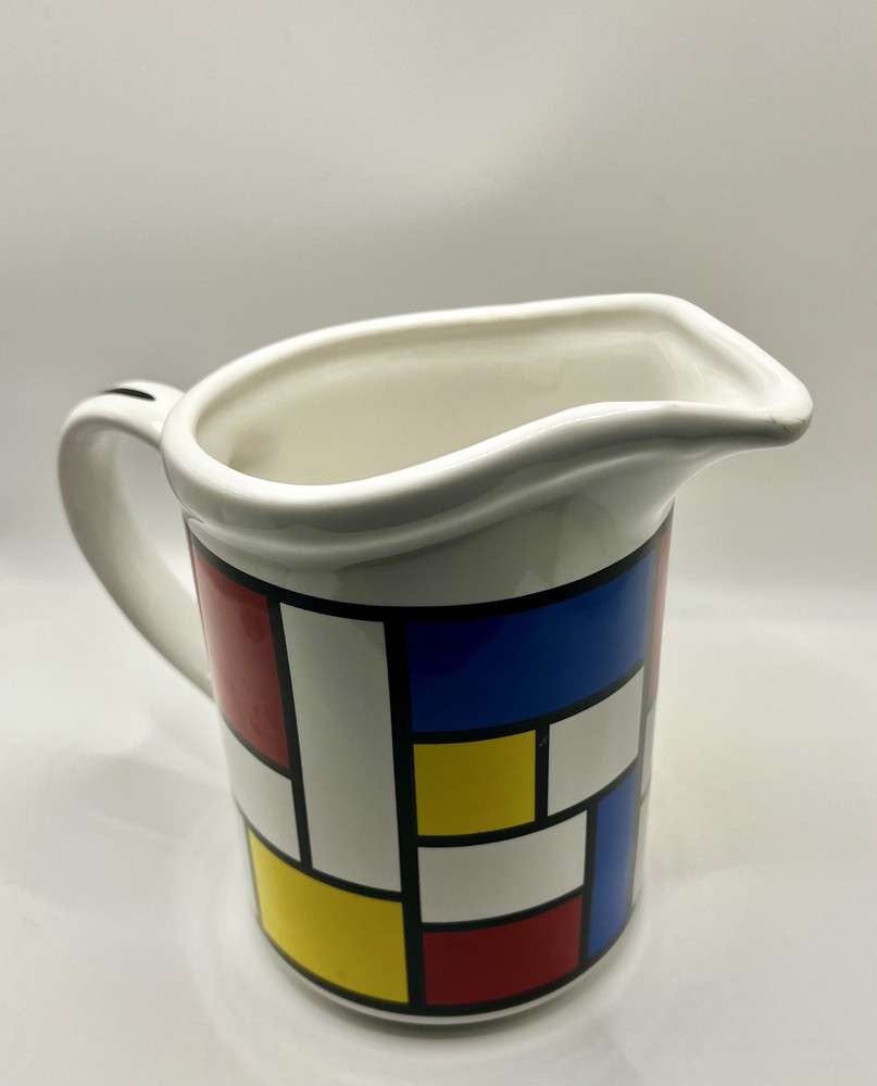 Mondrian Abstract Ceramic Pitcher 1991 Vintage Modern