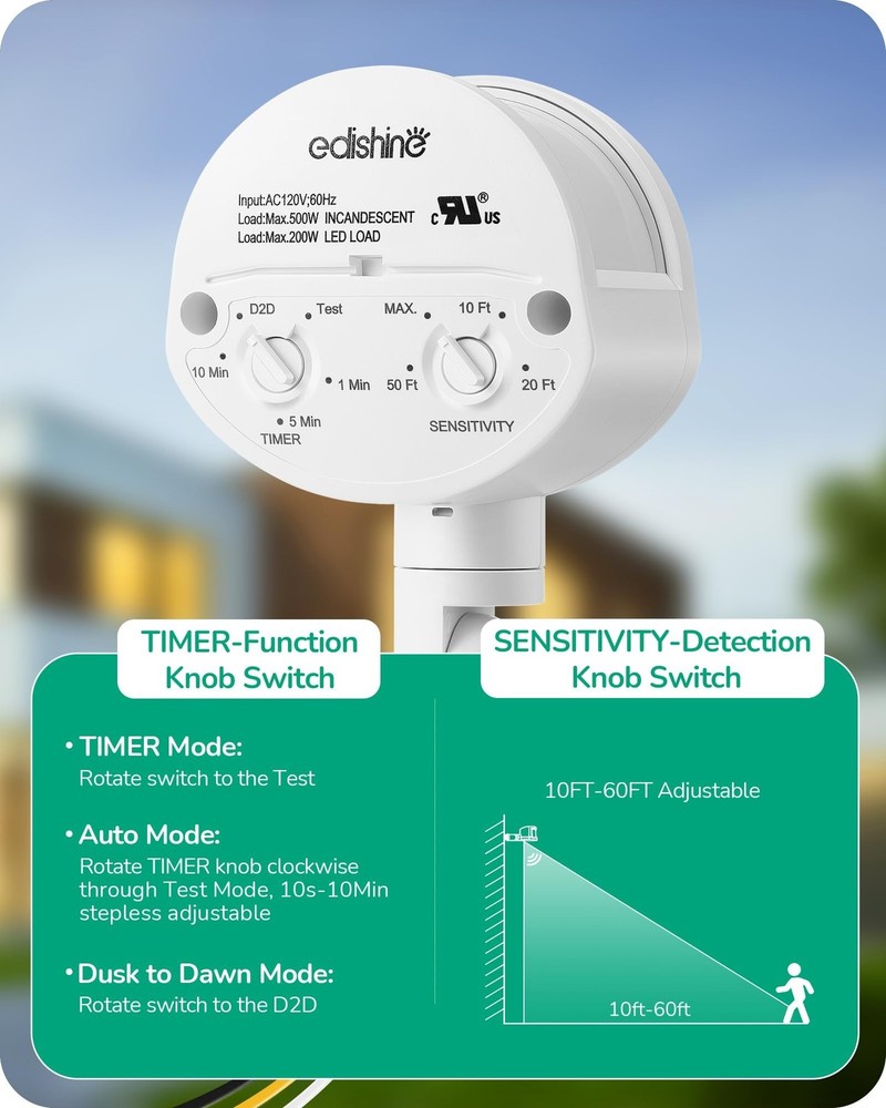 Motion Sensor, 180-Degree Replacement Motion Detector for Security Floodlight...