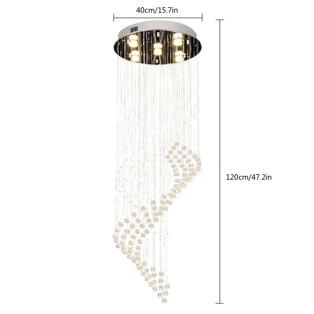 Modern Rectangular Crystal Chandelier LED Pendant Lighting Chrome Ceiling Light