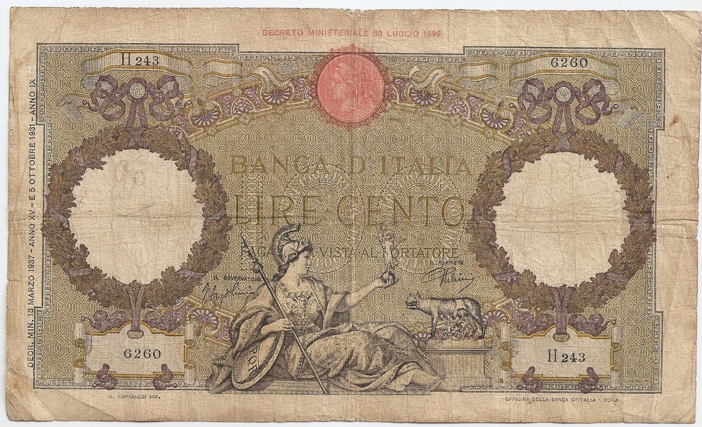 ITALY 100 lire 1937