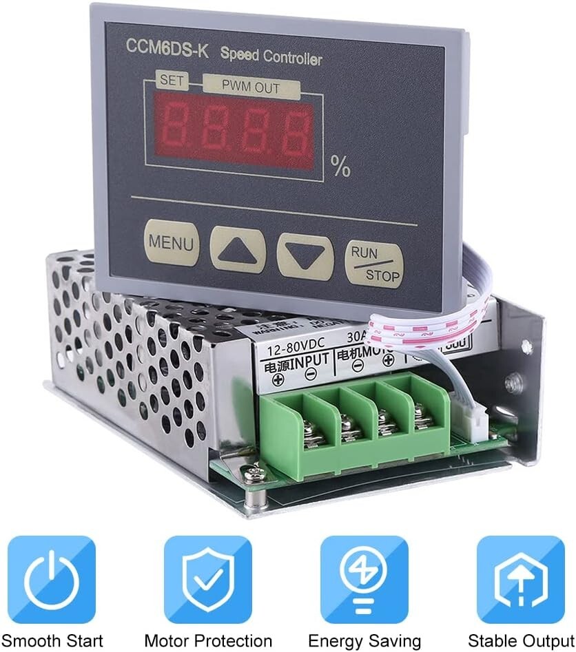 12-80V PWM DC Motor Speed Controller Governor With Digital Display Panel 30A