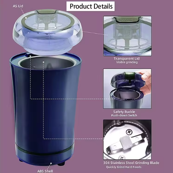 High Powered Coffee Grinder Electric New - Blue