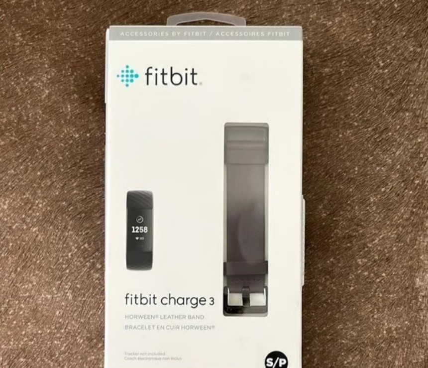 Fitbit Charge3 & Charge4 Horween Leather Band Strap Black Official Wristwatch