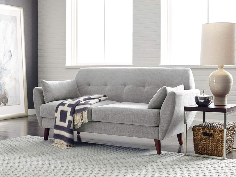 Artesia Midcentury Modern Light Gray Sofa with Easy-Clean Microfiber