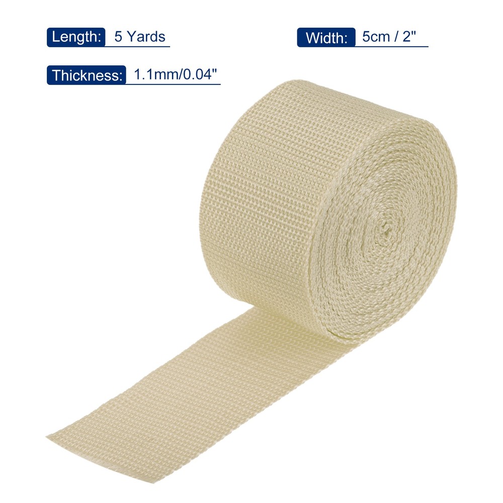 Lightweight Polypropylene Webbing Strap 5cm 5 Yard Light Khaki