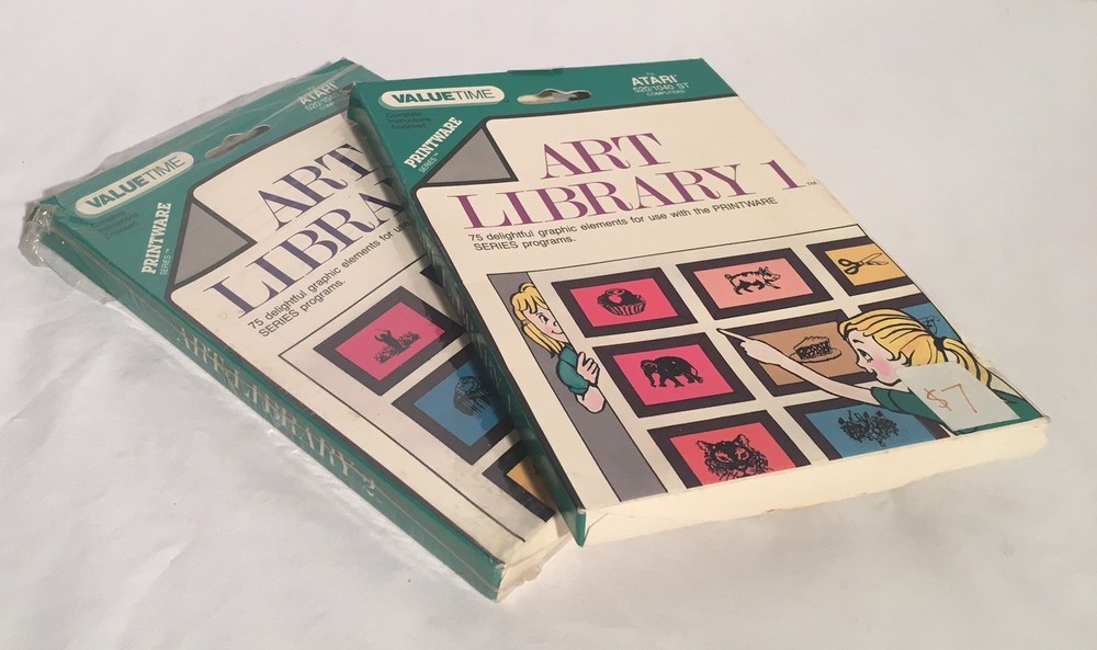 ART LIBRARY 1 & 2 Atari ST 3.5" Floppy Disk Software Boxed W/ Manual CIB