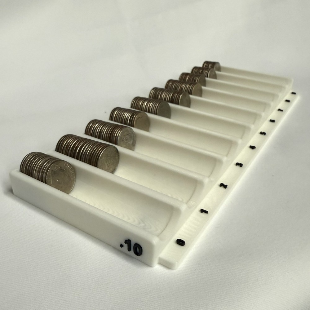 Dime Sorting Tray White with Black Denomination