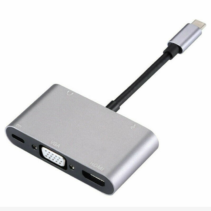 Multi-Function Aluminum USB-C PD Type-C Adapter Converter Hub HDMI/4K VGA/1080P