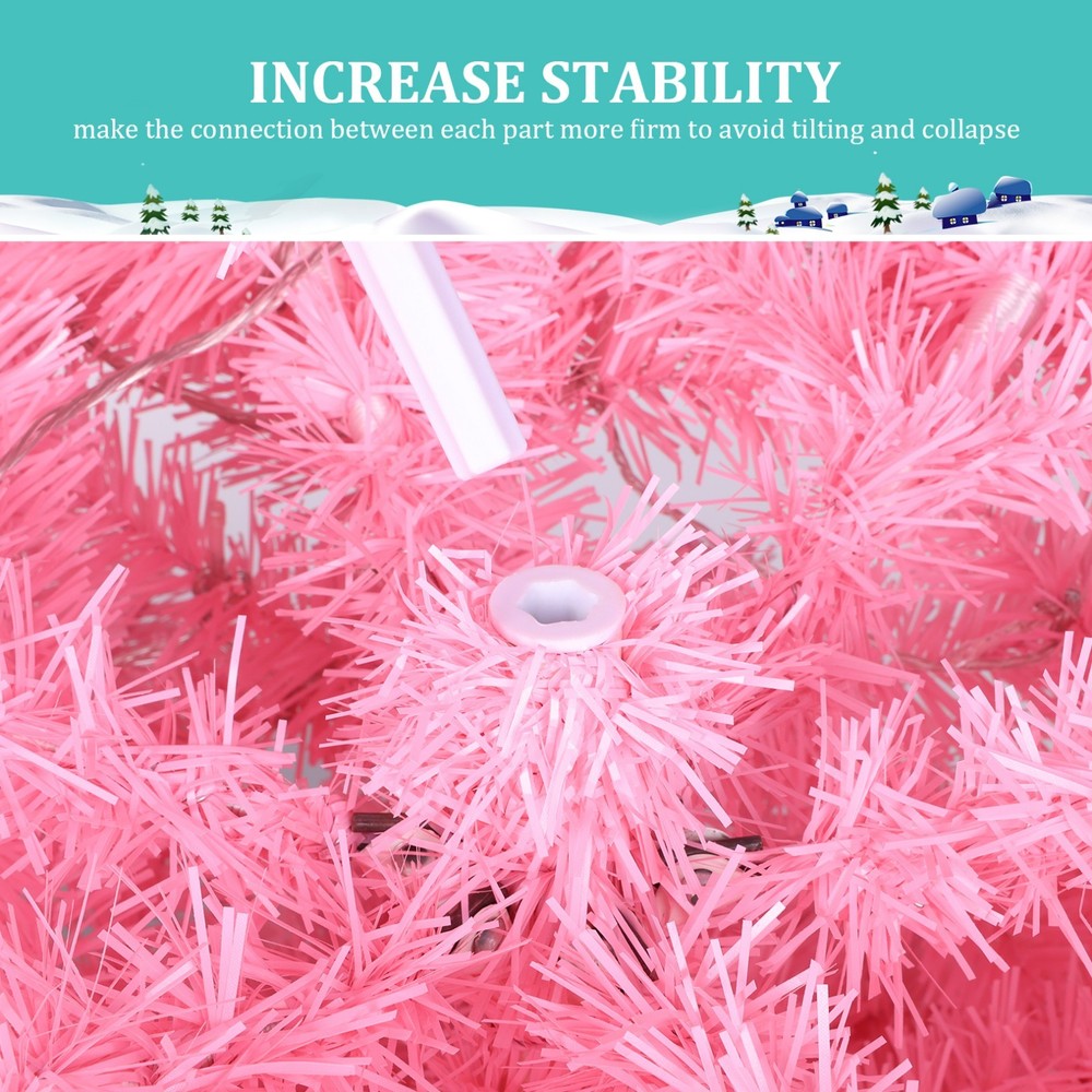 6ft Unlit Pink Artificial Christmas Tree Premium Hinged Spruce Xmas Tree Decor.