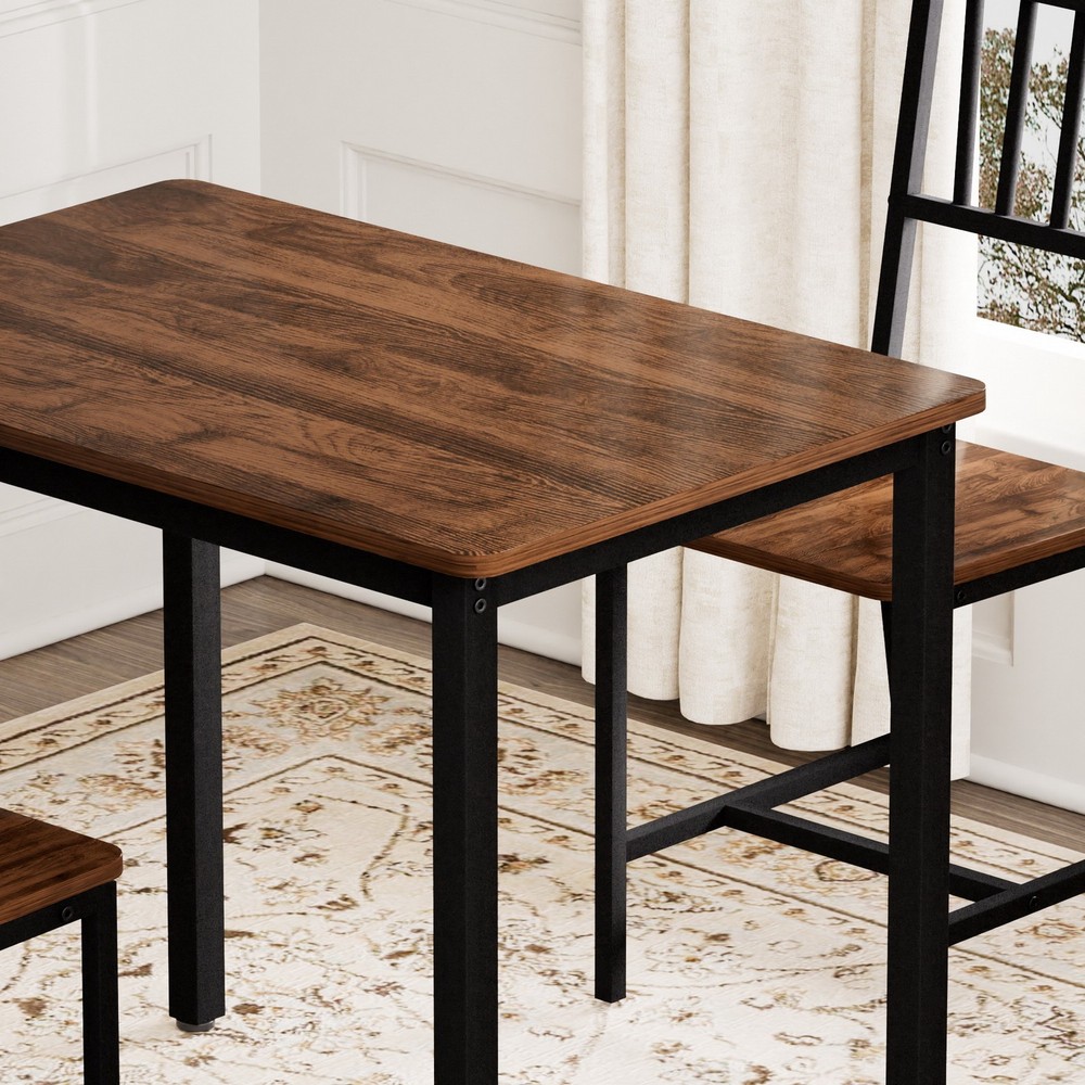 Compact Kitchen Breakfast Bar Dining Table & 2 Highback Chairs Set of 3 Small
