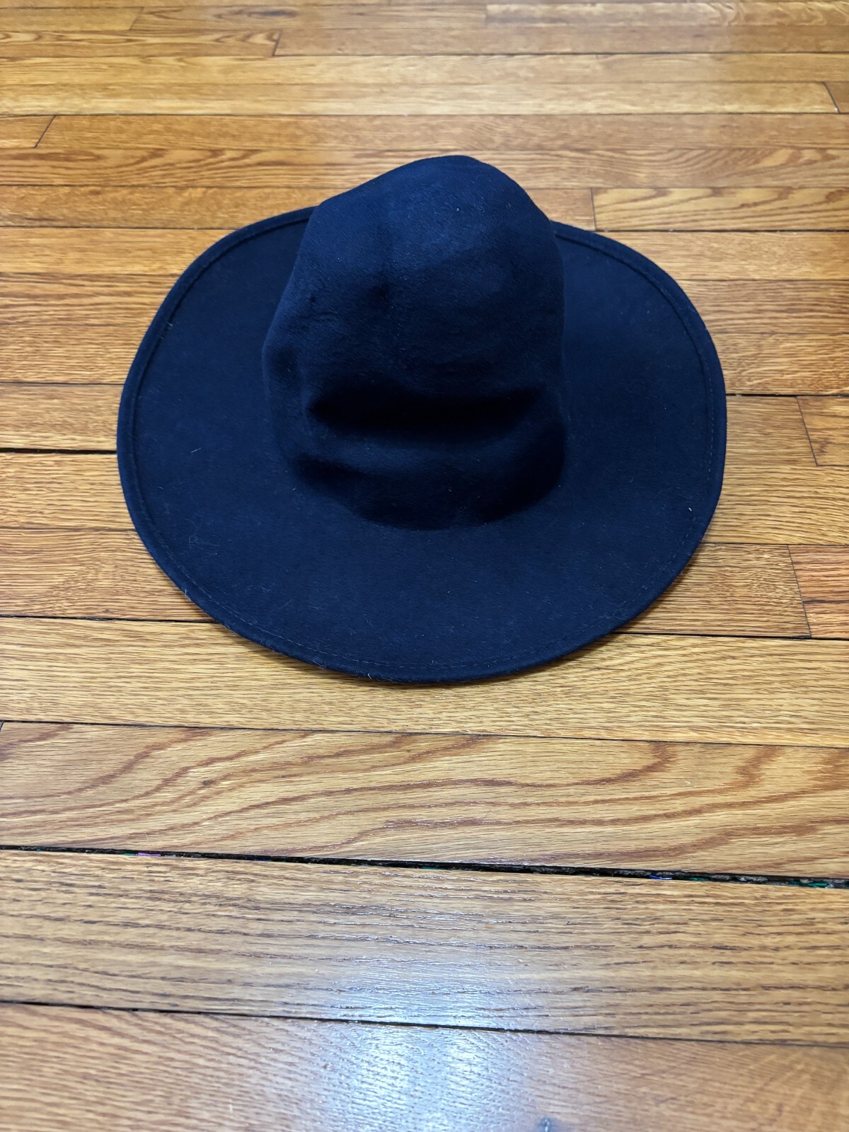 Vintage US Army Cavalry Navy Blue Wool Felt Bucket Hat Sz 7 1/8 w Emblem Pin